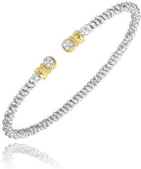 14K Yellow Gold and Sterling Silver Diamond Bangle Bracelet Trend Setter