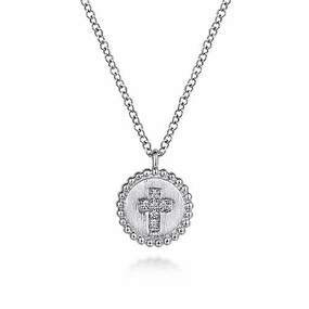 Silhouetted Shine Polished Design Sterling Silver Bujukan Diamond Cross Pendant Necklace