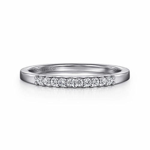 Understated Shine muted tone Manila - 14K White Gold 11 Stone Shared Prong Diamond Wedding Band