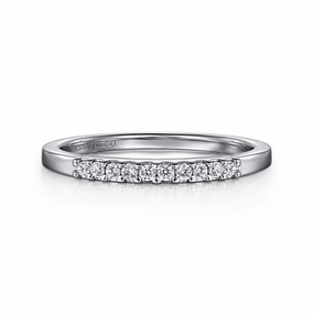 Understated Shine muted tone Manila - 14K White Gold 11 Stone Shared Prong Diamond Wedding Band