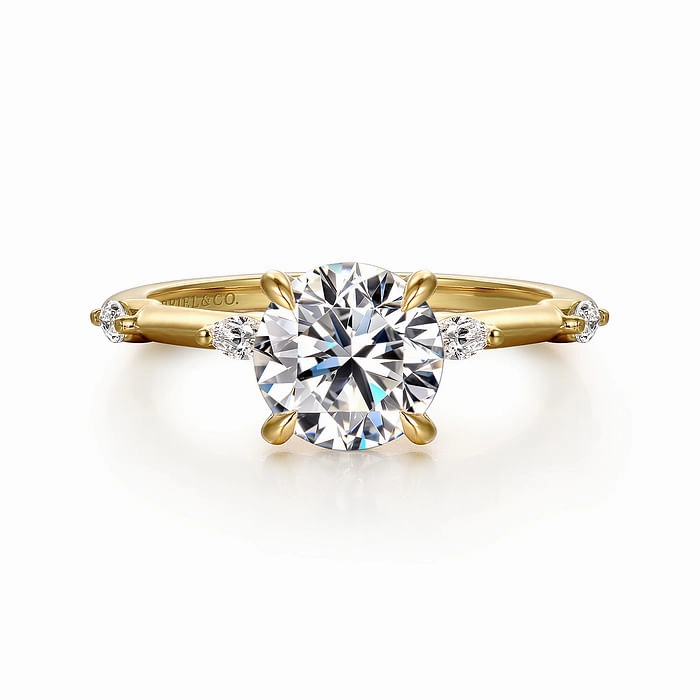 Marline - 14K Yellow Gold Round Diamond Engagement Ring Glamorous Edge