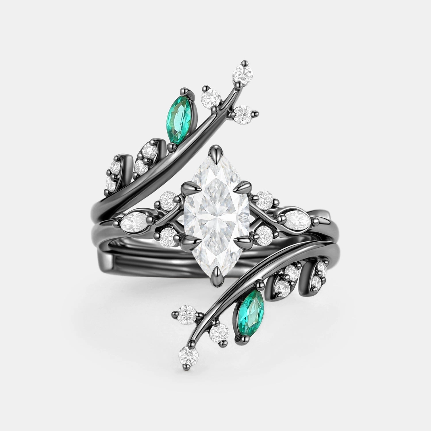 Marquise Cut Moissanite Cluster Engagement Ring Set 2pcs Economical Embellishment Luxury Memento