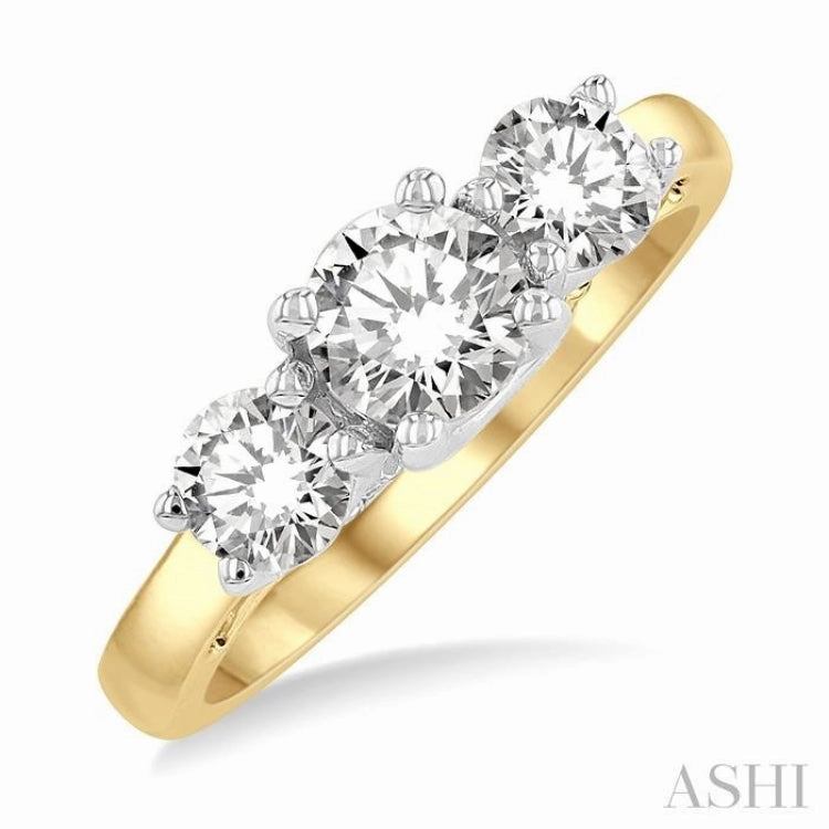 Team Spirit Chic Moment 1 1/2 Ctw Past, Present and Future Round Cut Diamond Precious Ring in 14K Yellow and White Gold