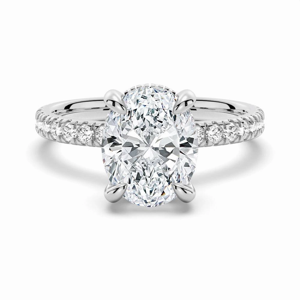 Micropav?? Oval Moissanite Engagement Ring With Hidden Halo Graceful Touch