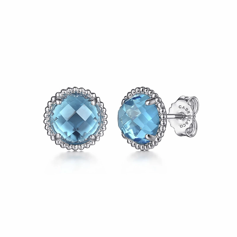 Luxury Glow 925 Sterling Silver Bujukan Blue Topaz Stud Earrings