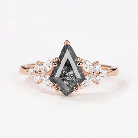 Kite Black Rutilated Quartz Engagement Ring - Arbor Trendy Design