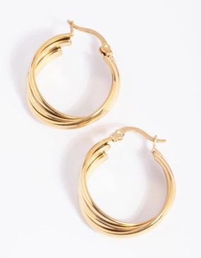Vacation Mood Luxury Gift Waterproof Gold Plated Stainless Steel Hoop Earrings