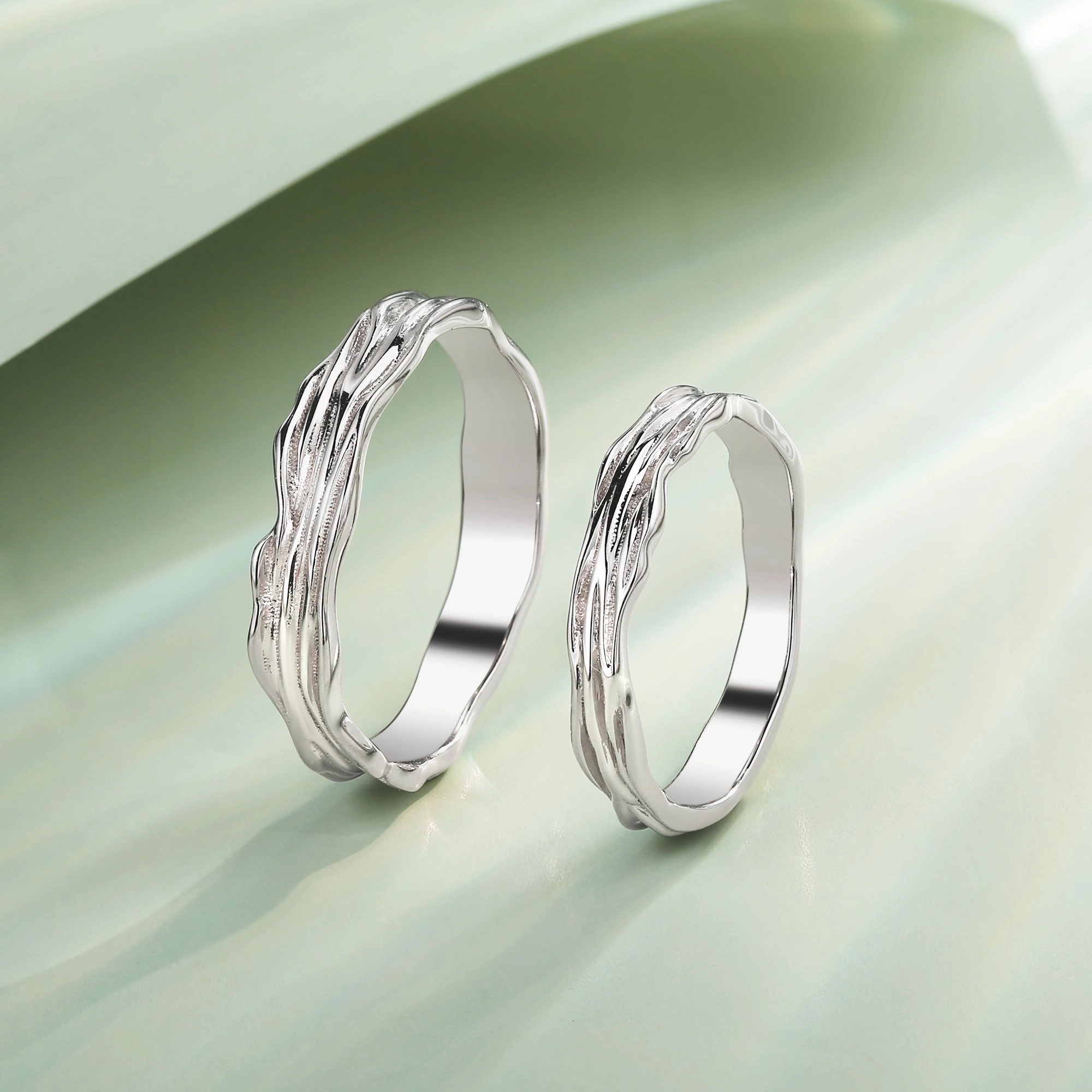Minimalism Engraved Couple Ring Set 2pcs - Ripple Eternal Product Value Accessory