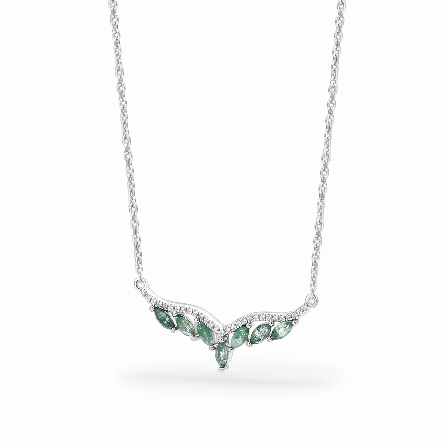 Global Item Black Tie Jewelry Minimalist Marquise Moss Agate Necklace