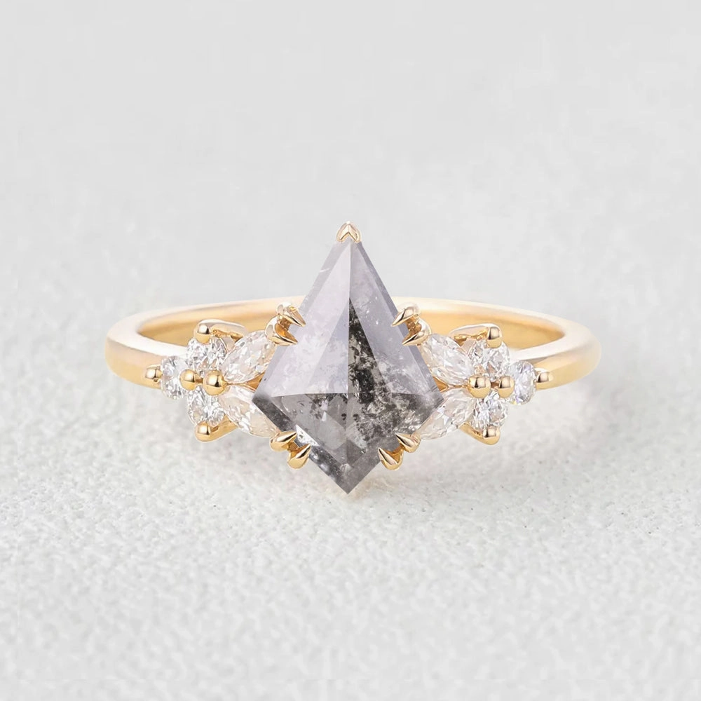 Clean Finish Sisterhood Gift Salt and Pepper Diamonds White Gold Engagement Ring