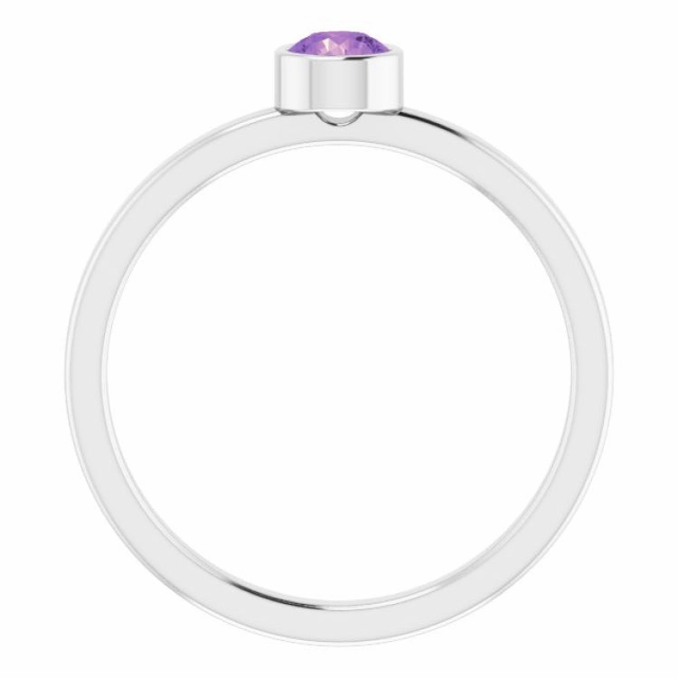 Artistic Creation Designer Symbol Platinum 4 mm Natural Amethyst Ring