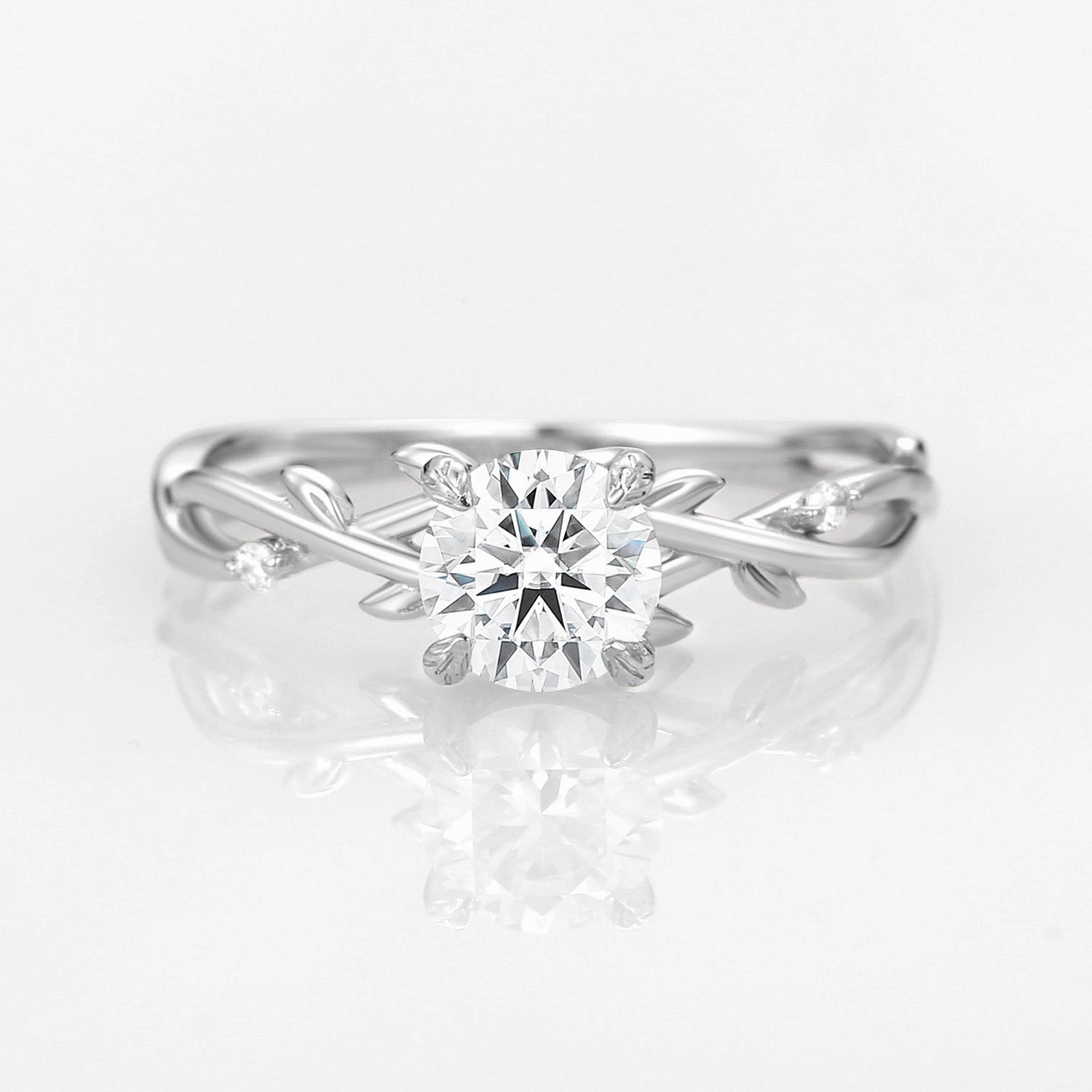 Sculptural Feel Moissanite Leafy Vintage Engagement Ring - Savannah