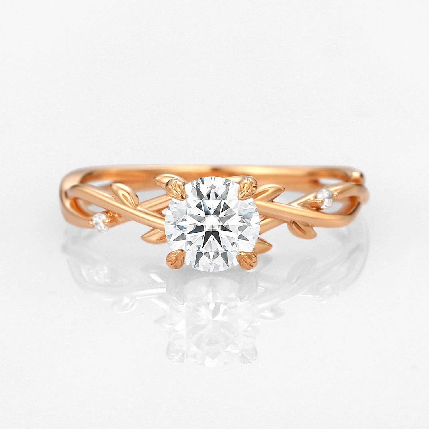 Minimalist Edge Moissanite Leafy Vintage Engagement Ring - Savannah