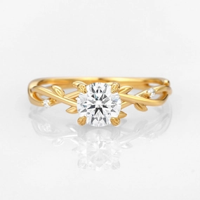 Moissanite Leafy Vintage Engagement Ring - Savannah Elegant Details Bridesmaid Gift