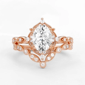 Moissanite Signature Vintage Inspired Ring Set 2pcs Seasonal Style Subtle Highlight