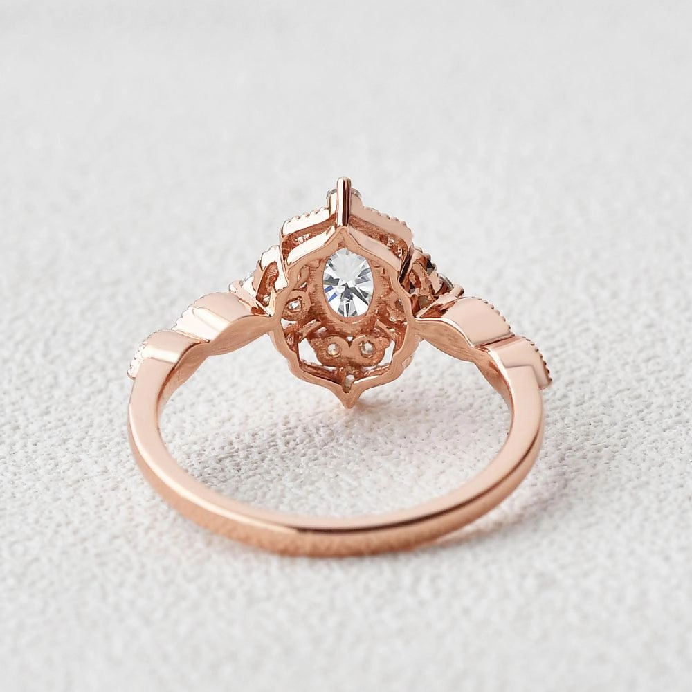 Brilliant Item Moonstone & Moissanite Vintage Inspired Ring