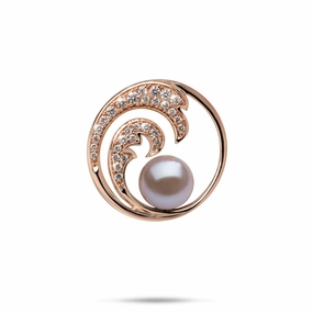 Shimmer Detail Subtle Fit Nalu Lilac Freshwater Pearl Pendant in Rose Gold with Diamonds - 24mm