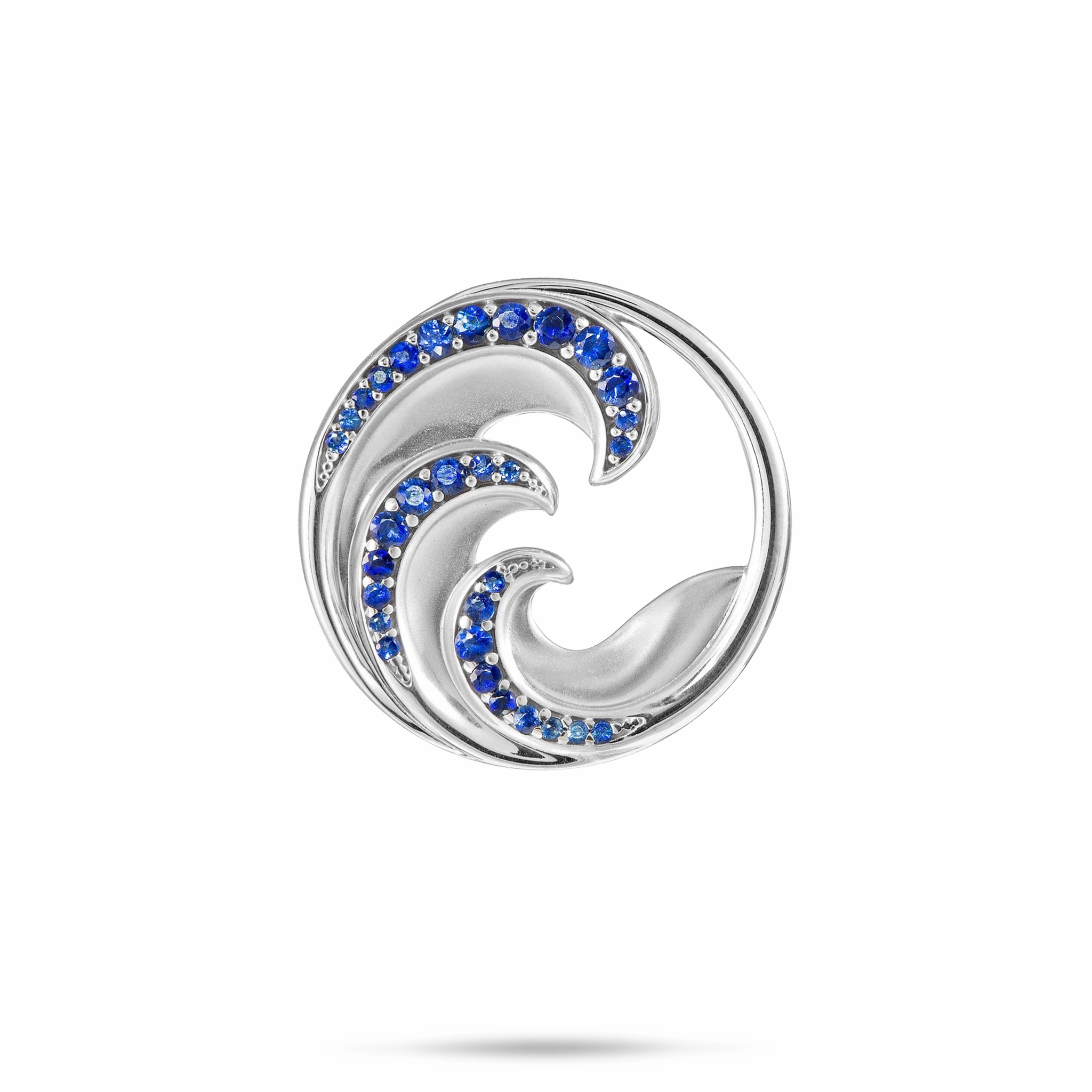 Nalu Pendant in White Gold with Blue Sapphires - 24mm Dainty Sparkle