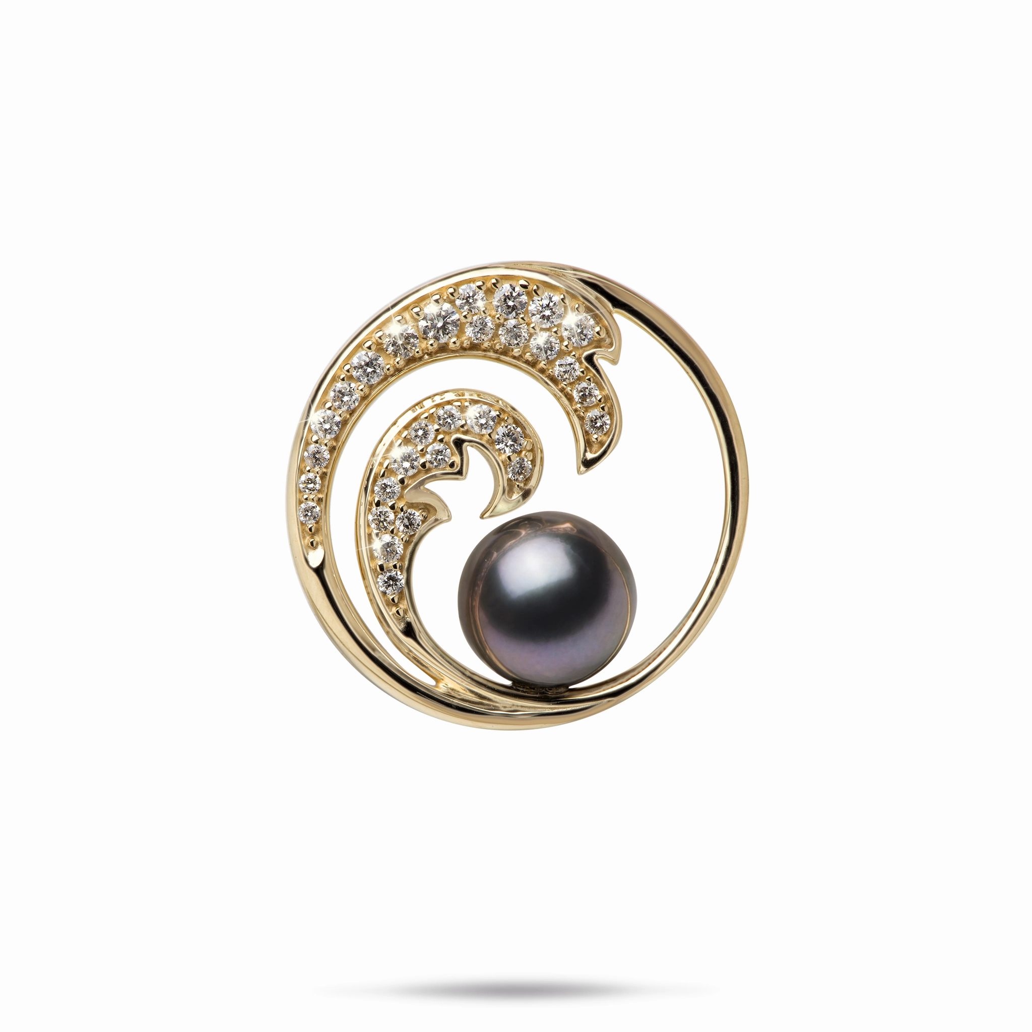 Nalu Tahitian Black Pearl Pendant in Gold with Diamonds - 24mm Street Chic