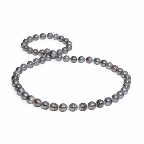 Subtle Glow 30" Circle Tahitian Black Pearl Strand - 10-12mm