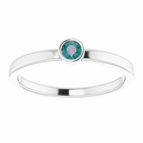 Fresh Finish Dynamic Gift Rhodium-Plated Sterling Silver 3 mm Natural Alexandrite Ring