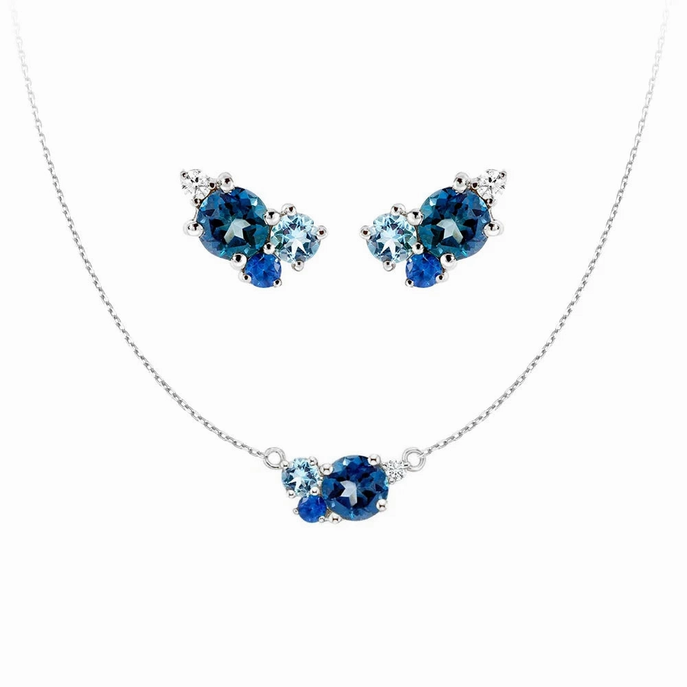 Ocean Breeze Cluster Necklace And Earrings Set Fashion Edit