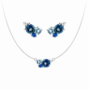 Trend Look Ocean Breeze Cluster Necklace And Earrings Set
