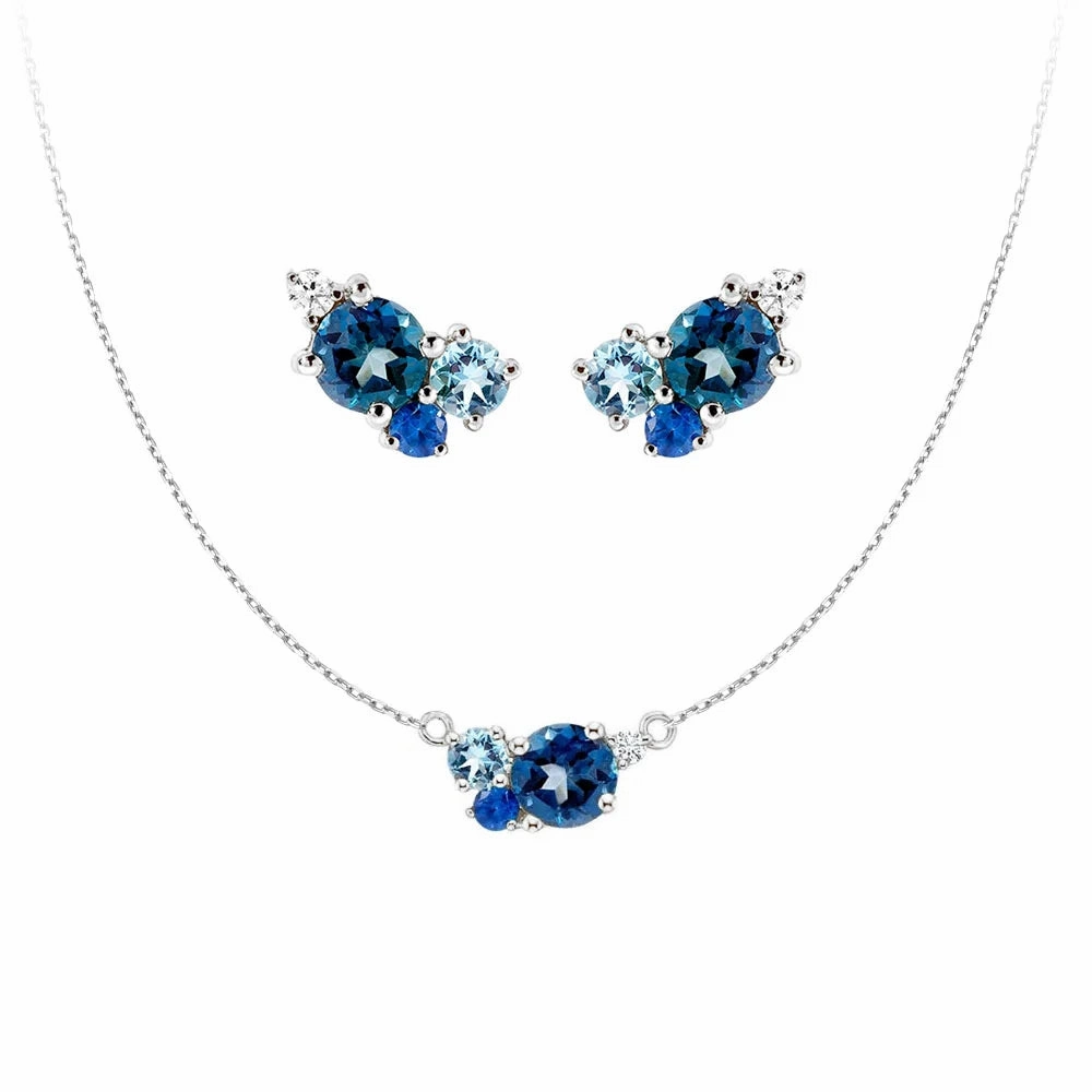 Trend Look Ocean Breeze Cluster Necklace And Earrings Set