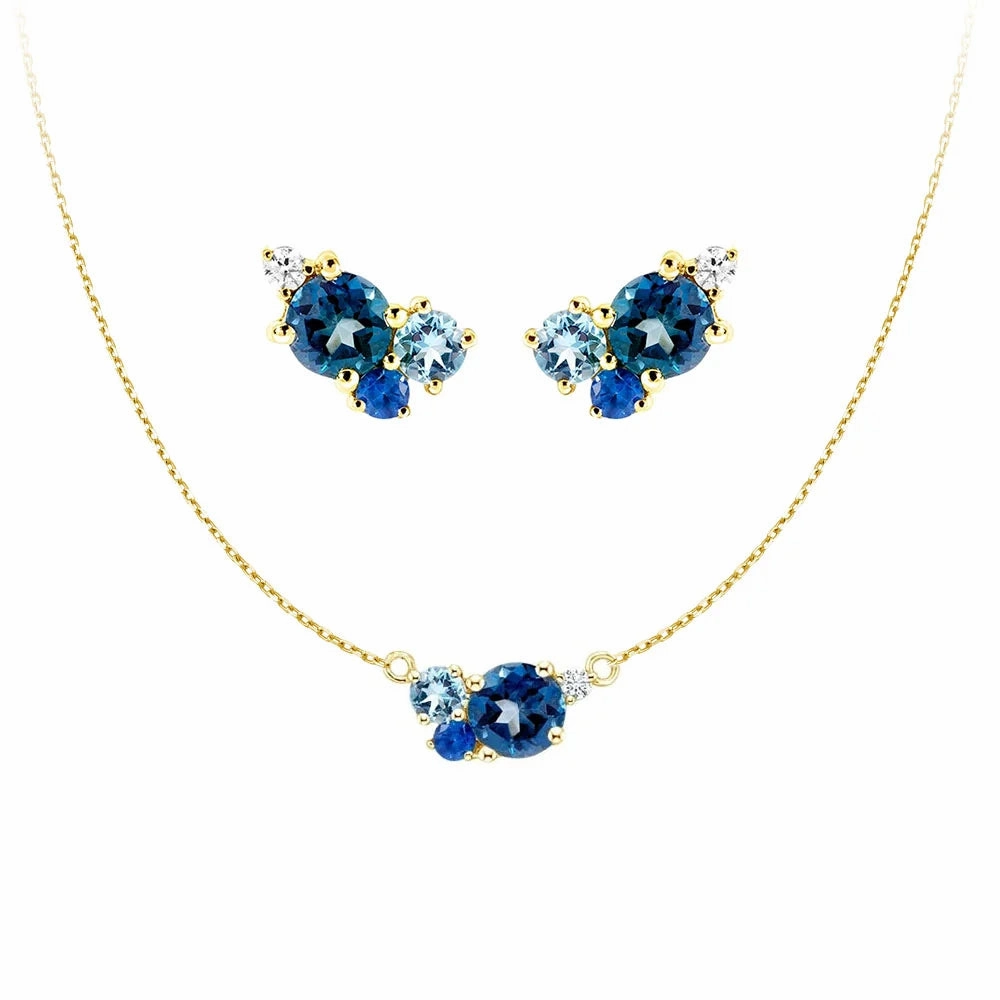 Elegant Piece Dressy Mood Ocean Breeze Cluster Necklace And Earrings Set