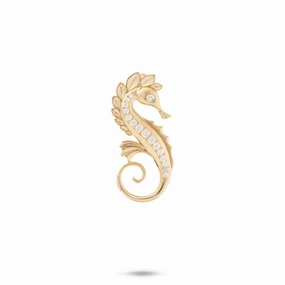 Pure Brilliance Ocean Dance Seahorse Pendant in Gold with Diamonds - 24mm