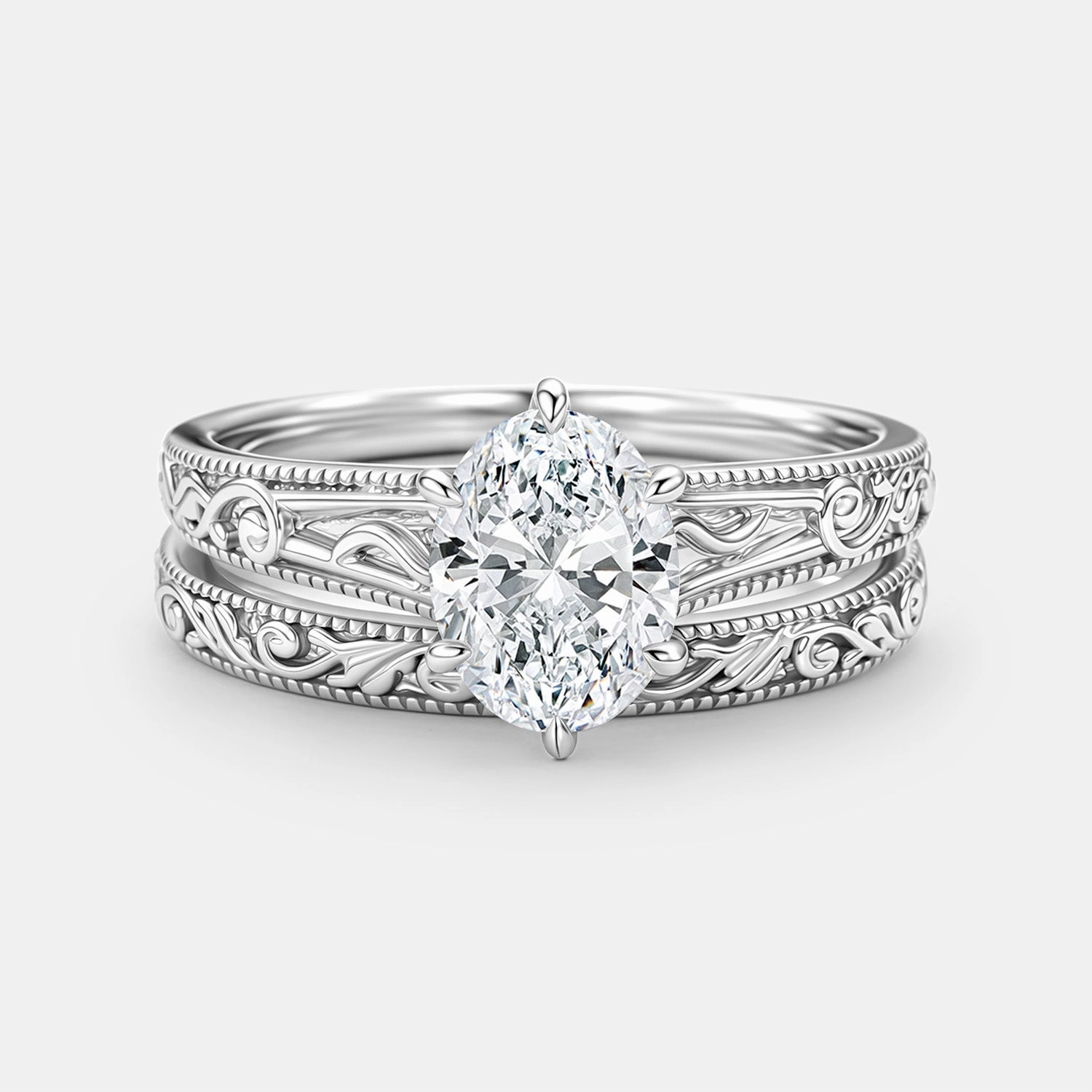 Low-Cost Accessory Affordable Symbol Oval Cut Lab Grown Diamond Engraved Solitaire Engagement Ring - Kaelis