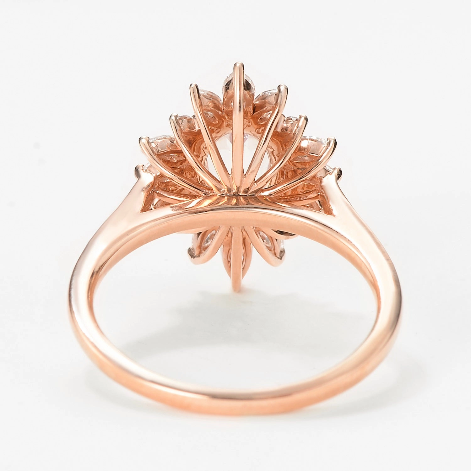 Oval Moonstone Flower Inspired Halo Ring Bold Keepsake