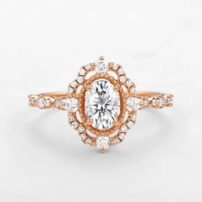 Handcrafted Treasures Modern Glow Oval Shaped Moissanite Engagement Bridal Ring - Neriah