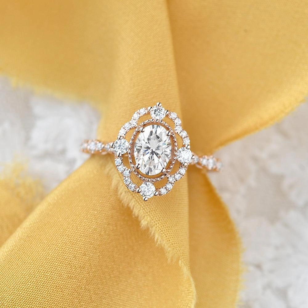 Resilient Look Oval Shaped Moissanite Engagement Bridal Ring - Neriah