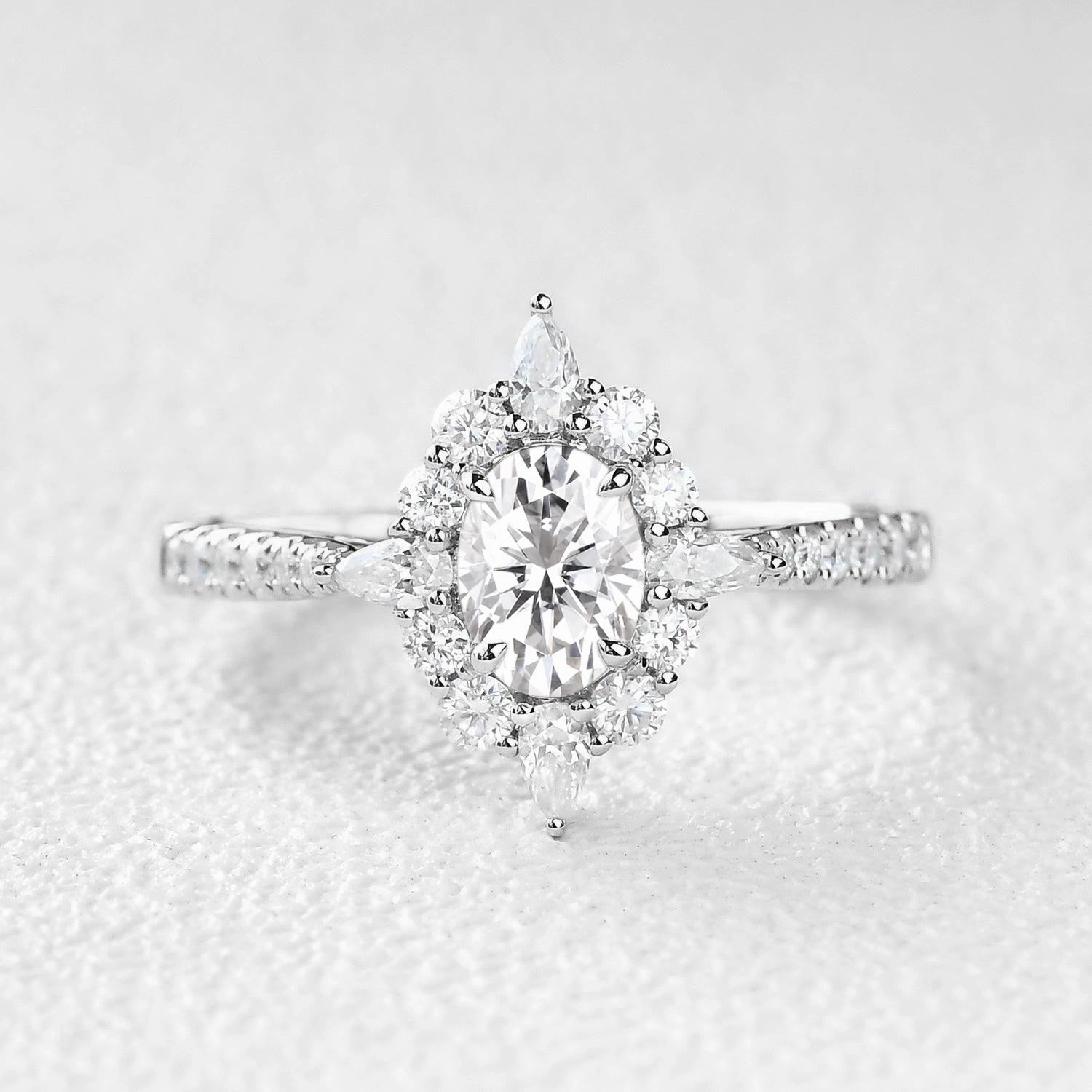 Oval Shaped Vintage Moss Agate Halo Engagement Ring Graceful Texture