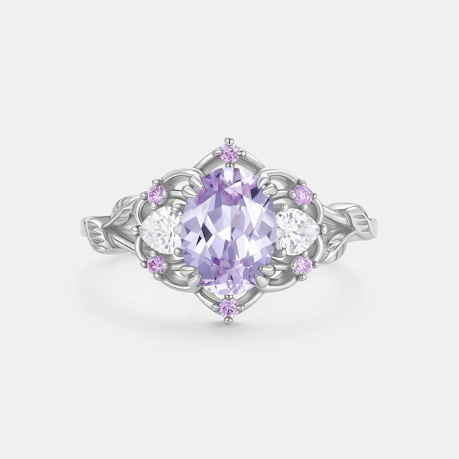 Fashion Look Classic Object Oval Vintage Lab Lavender Sapphire Engagement Ring - Serena