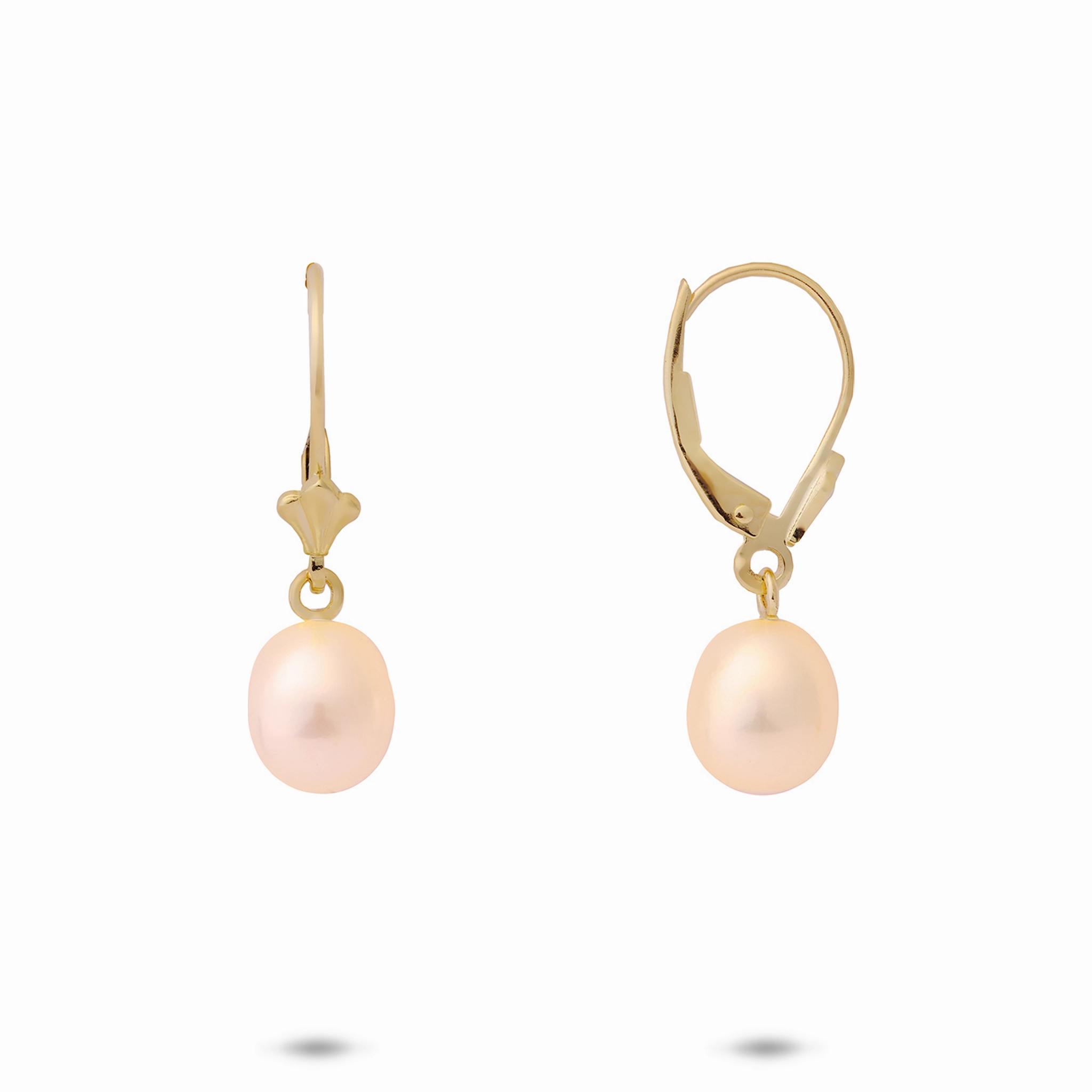 Freshwater Pearl Earrings in Gold - 7.5-8mm Minimalist Style