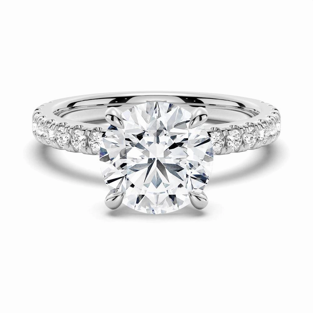 Vintage Mood Pav?? Band Round Moissanite Engagement Ring With Hidden Halo