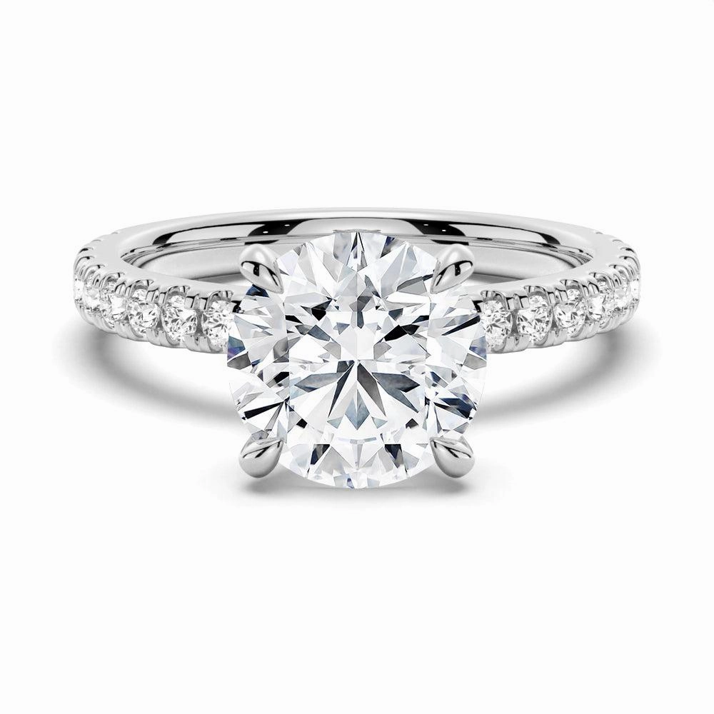 Weekend Piece Glam Glow Pav?? Band Round Moissanite Engagement Ring With Hidden Halo