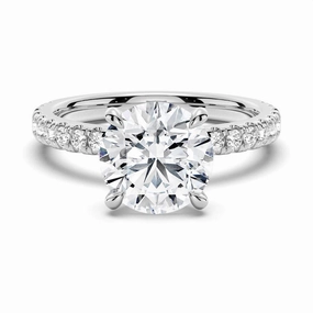 Pav?? Band Round Moissanite Engagement Ring With Hidden Halo Statement Shine True Accent