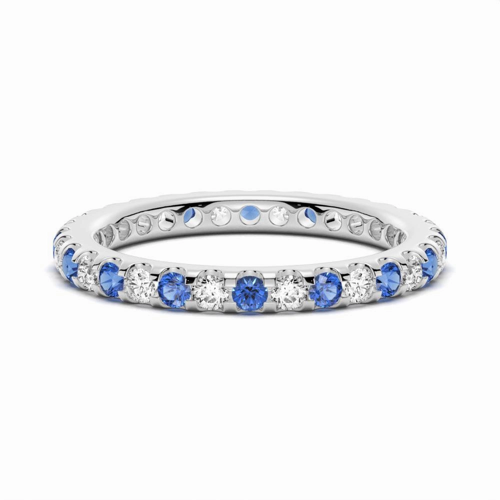 Pav?? Blue Sapphire and White Sapphire Eternity Ring Modern Line Unique Piece