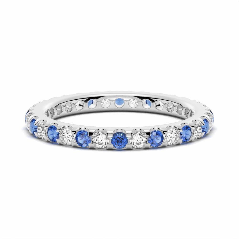 Daily Fashion Birthday gift Pav?? Blue Sapphire and White Sapphire Eternity Ring