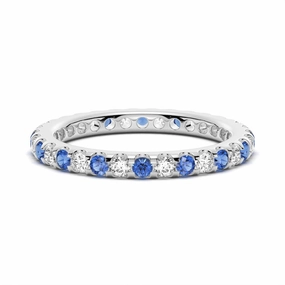 Trend Setting Classic Form Pav?? Blue Sapphire and White Sapphire Eternity Ring