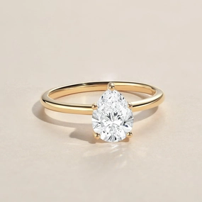 Durable item Straight Edge Pear Shaped Lab Grown Diamond Classic Solitaire Ring