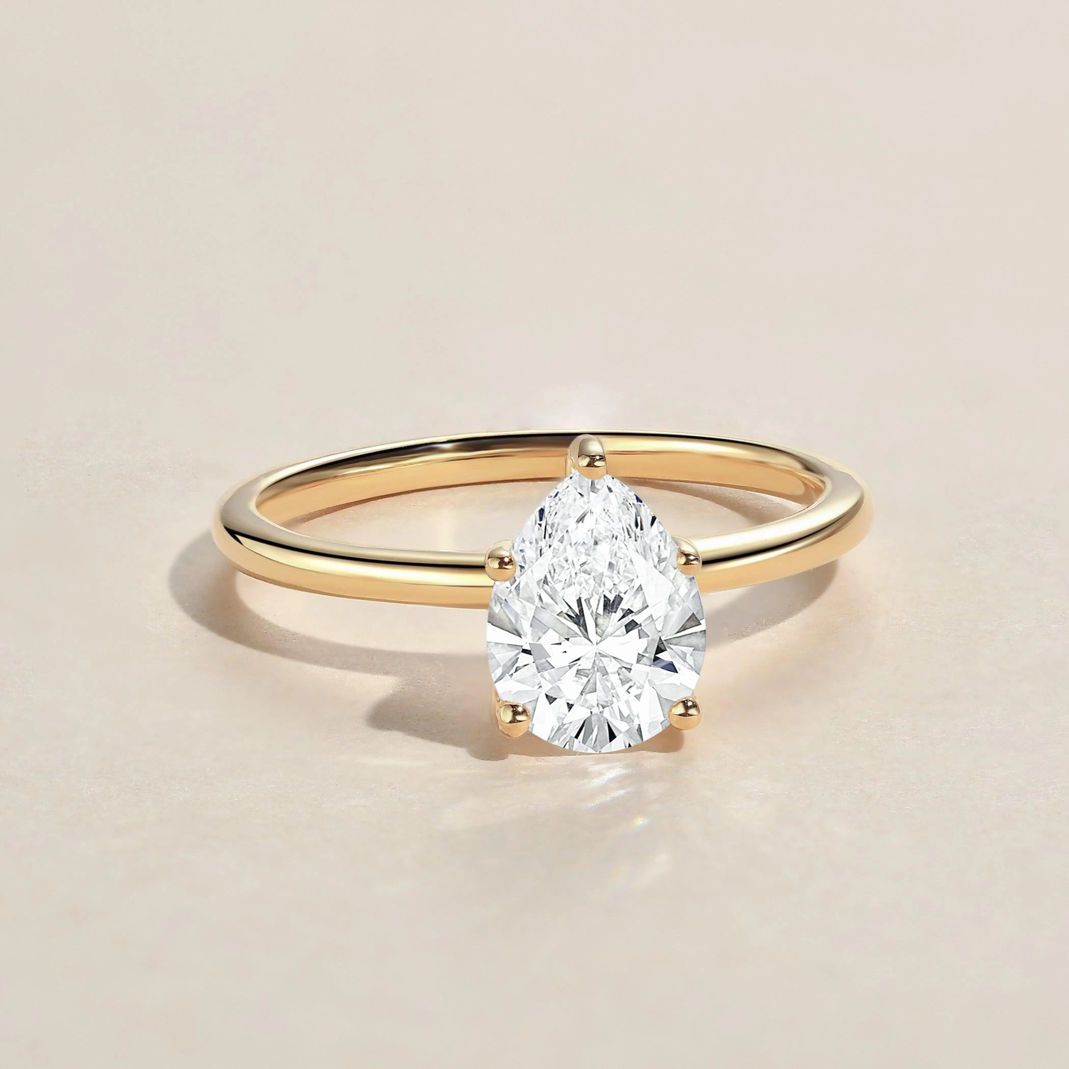 Pear Shaped Lab Grown Diamond Classic Solitaire Ring Worldly Charm Affordable Creation