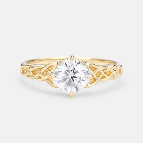 Cushion Cut Moissanite Twist Engagement Ring Stylish Style Pure Highlight