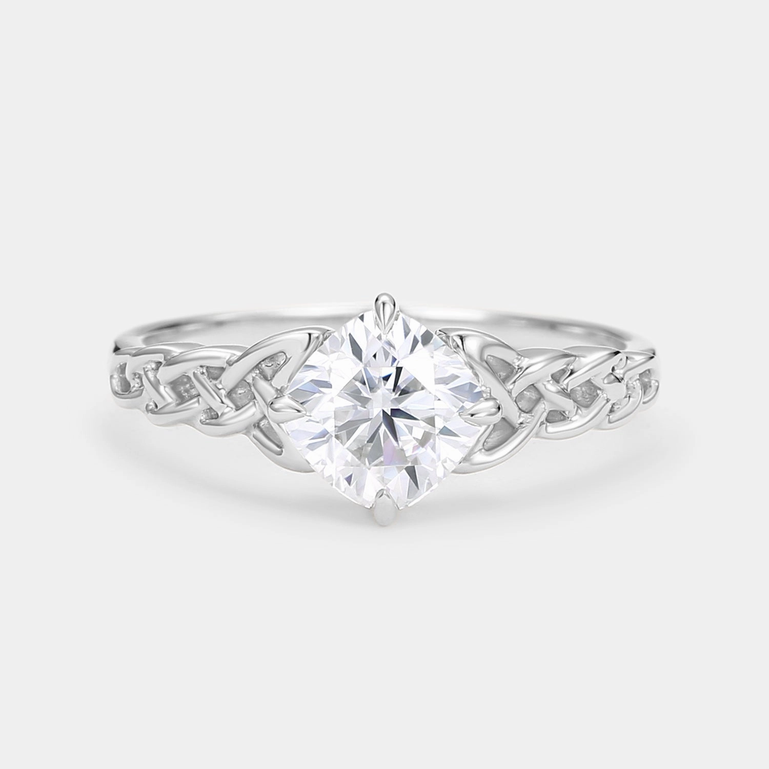 Cushion Cut Moissanite Twist Engagement Ring Timeless Favorite Casual Shine