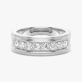 6mm Channel Set Moissanite Men's Wedding Band Subtle Look
