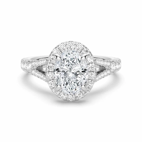 Oval Cut Split Shank Moissanite Halo Engagement Ring Weekend Detail Easy Style