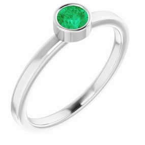 Trendy Embellishment Platinum 4 mm Lab-Grown Emerald Ring
